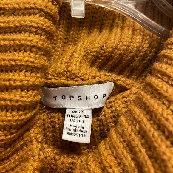 Topshop Chunky Knit‎ Sweater Turtleneck Brown Neutral Acrylic US 0-2 - Picture 7 of 7